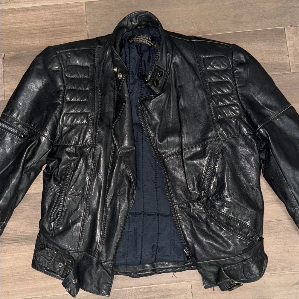 Vintage Hein Gericke for Harley Davidson black leather motorcycle jacket SZ 40R - Picture 9 of 10